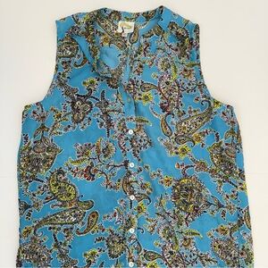 Fig and Flower Blue Paisley Top